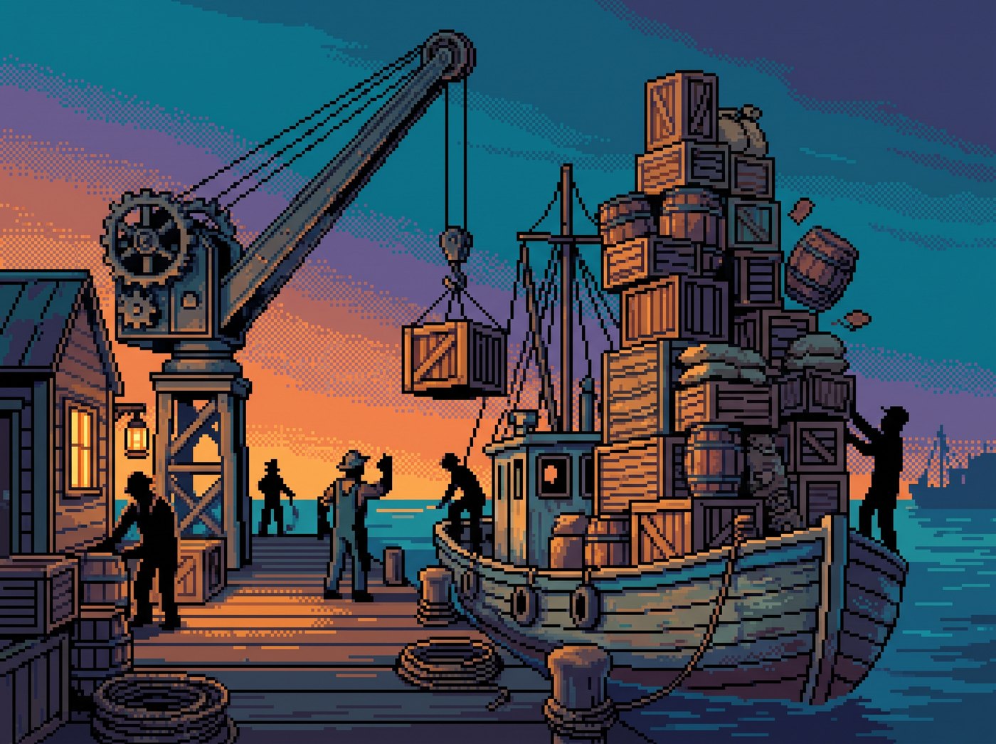 Loading cargo at the dock